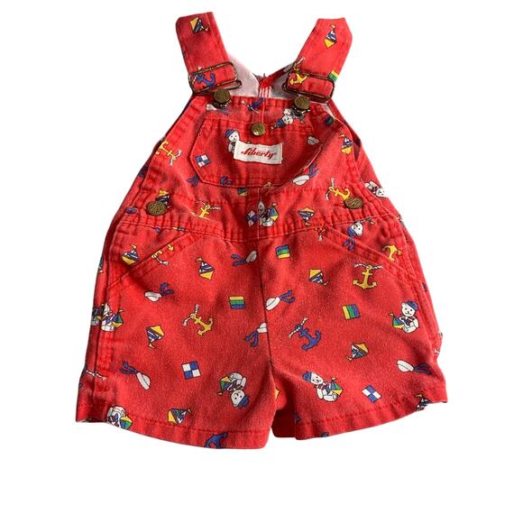 Vtg 90s Liberty Baby Shortalls Size 12m Colorblock